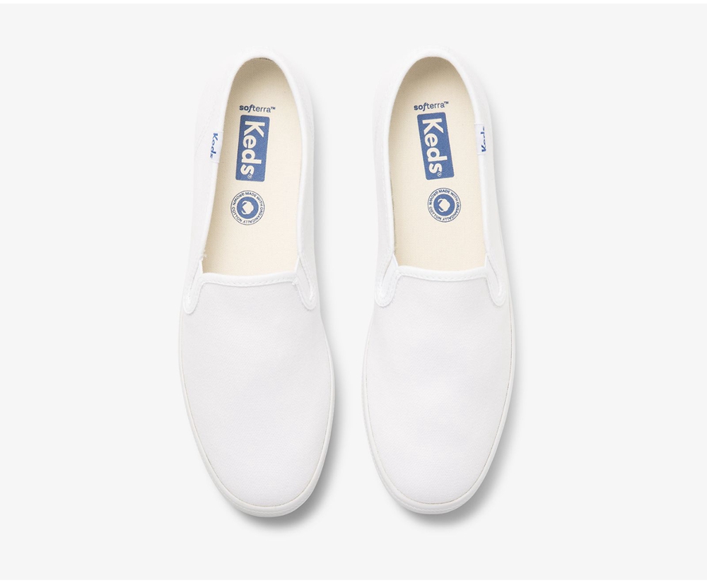 Womens Keds Slip Ons - Champion Slip On Organic Cotton Canvas - White - 7903-ZHGAI